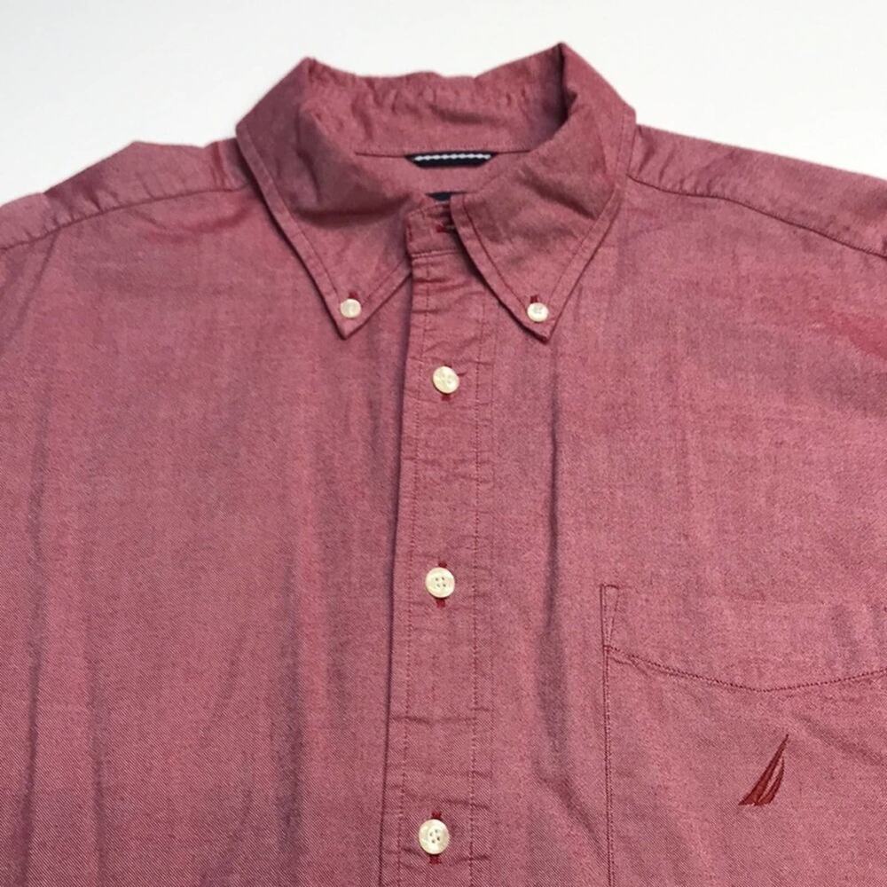 NAUTICA Mens Large Red Long Sleeve Dress Shirt